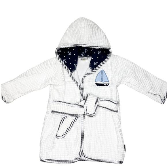 Nautica Hooded Bath Robe Size 0-9 Months - Picture 1 of 6